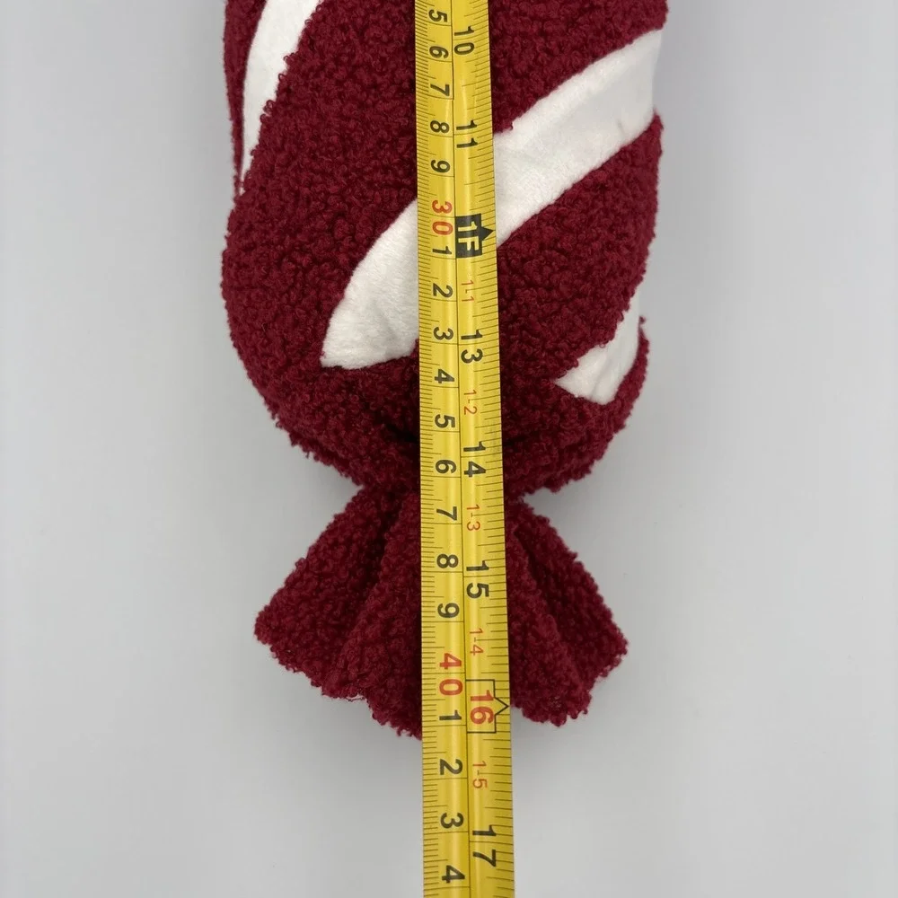 Set Of 3 Candy Cane Peppermint Christmas Cozy Sherpa Pillows PB Dupe